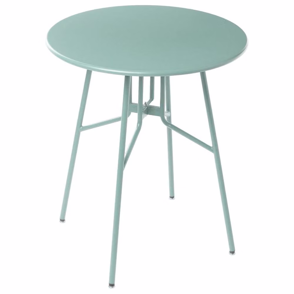 Wyld and Coco Round Metal Garden Table in Light Green, Diameter: 64 cm – 2