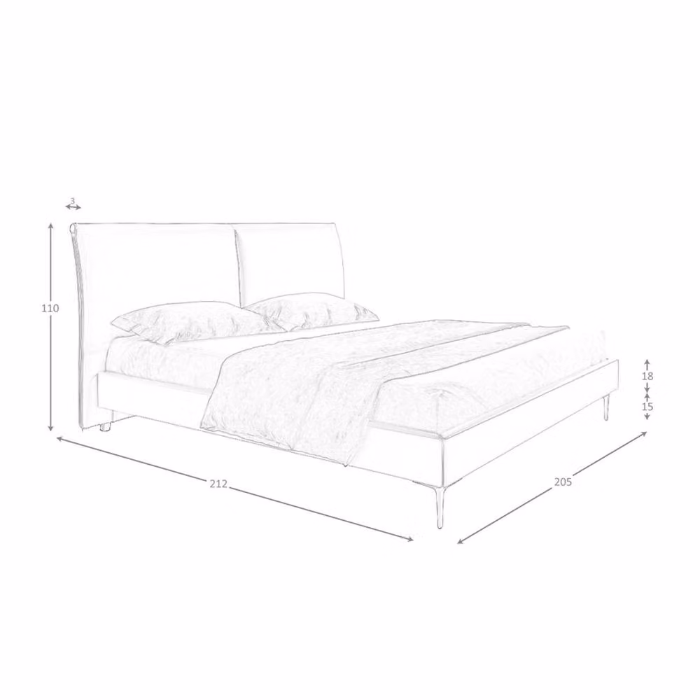 Angel Cerda Brown Leatherette Double Bed with Pine Base and Steel Legs, W: 180 cm, D: 200 cm, H: 110 cm – 5