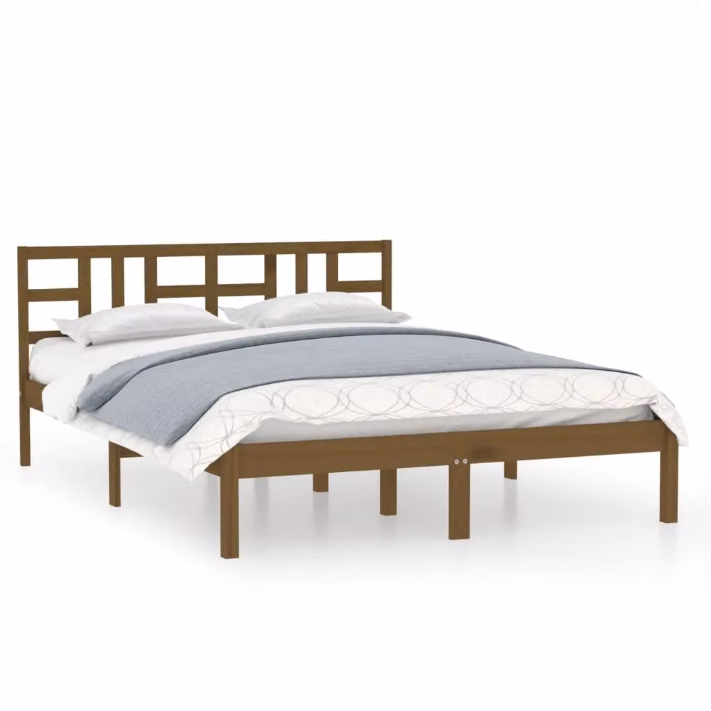 Berkfield Home Solid Wood Pine Bed Frame in Brown, 200 x 200 cm – 2