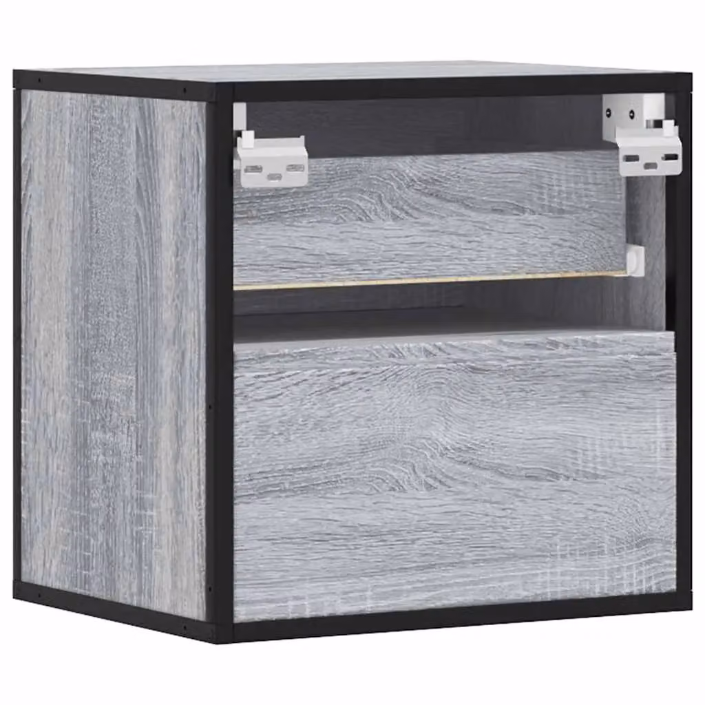 Berkfield Home Wall-mounted Bedside Cabinets, 2 Pack, Grey Sonoma, W: 40 cm, D: 31 cm, H: 39.5 cm – 6