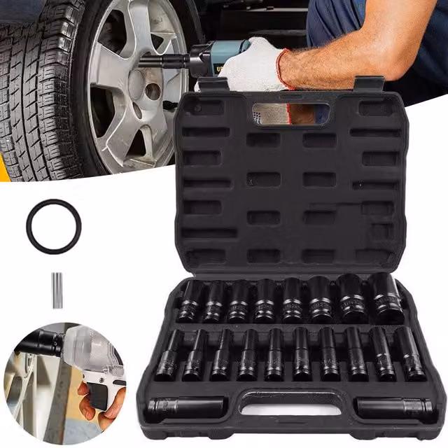 SPETLEK 20-Piece Deep Impact Socket Set, 1/2 inch Drive, Black Steel