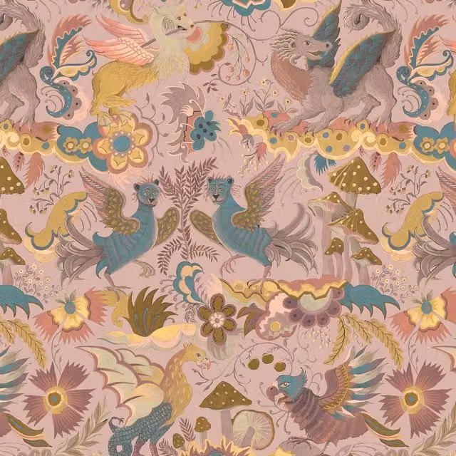 House of Hackney Phantasia Tourmaline Floral and Botanical Wallpaper in Pink and Multicolour