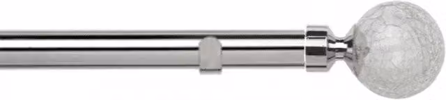 New Edge Blinds Silver 28mm Metal Eyelet Curtain Pole Set with Crash Finials