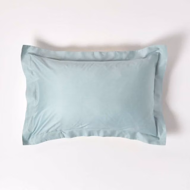 Homescapes Organic Egyptian Combed Cotton Oxford Style Pillowcase in Blue