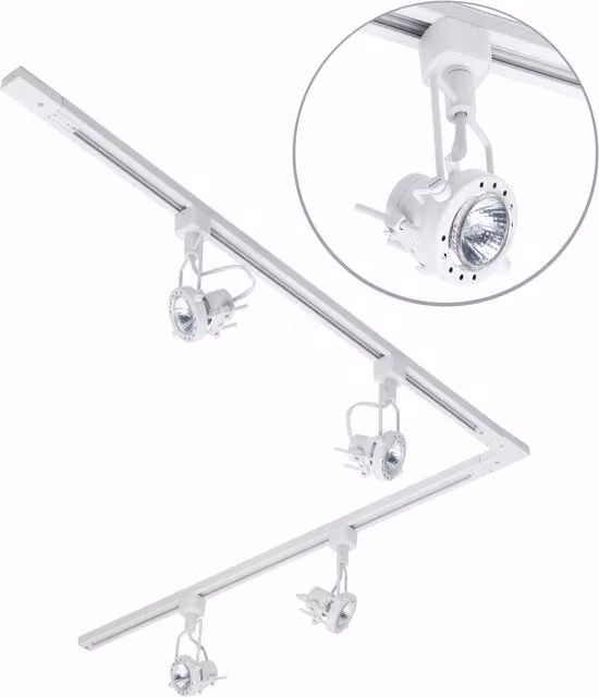 Litecraft Modern L-Shape Track Light Kit with Greenwich LED Spotlight Heads in White