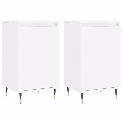vidaXL Set of 2 Modern White Sideboards in Engineered Wood, W/D/H: 40 x 35 x 70 cm