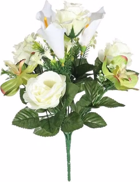 KDMD Cream Pembroke Orchid and Rose Mixed Posy 2 Pack in White