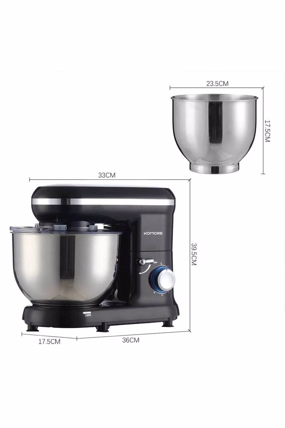ExtraStar Stand Mixer with Adjustable Speeds and Transparent Splash Guard, Black – 4