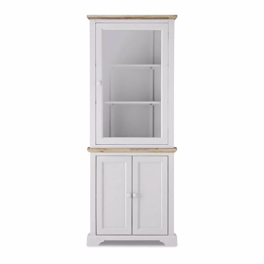 Statement Furniture Florence Corner Display Cabinet with Glass Doors in White, W78cm x D35cm x H200cm – 2