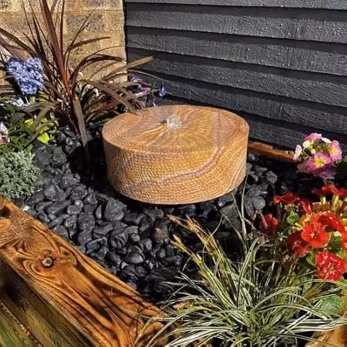 Tranquility Sandstone Millstone Solar Powered Natural Stone Water Feature, Diameter: 38 cm – 1