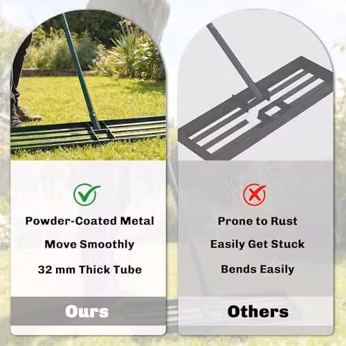 Outsunny Heavy Duty Lawn Levelling Rake in Green, W: 26 cm, H: 133 cm – 5