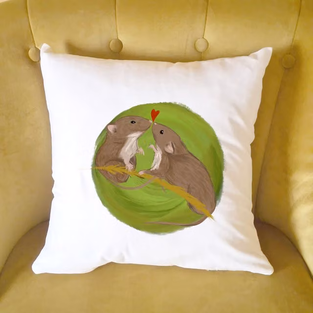Afewhometruths Mates for Life Oldfield Mice Love Cushion, Off-White, 40 x 40 cm