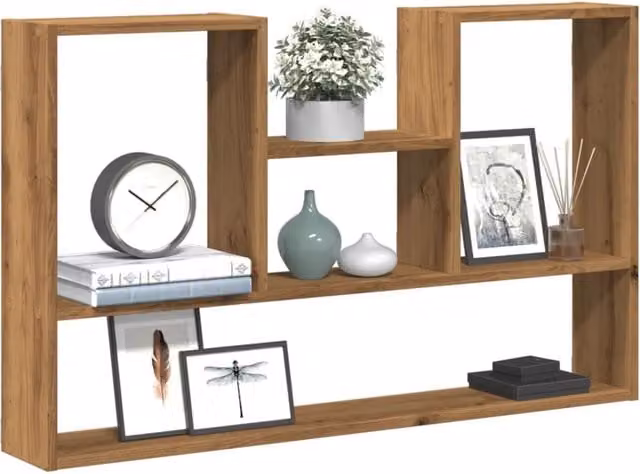 Berkfield Home Artisan Oak Wall Shelf, Brown, W: 99 cm, D: 15 cm, H: 60 cm