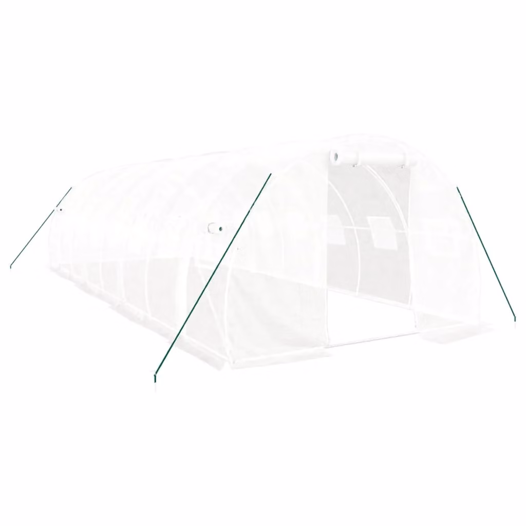 Berkfield Home Freestanding Greenhouse with Steel Frame and Plastic Windows, White, W/D/H: 8 x 3 x 2 m – 2