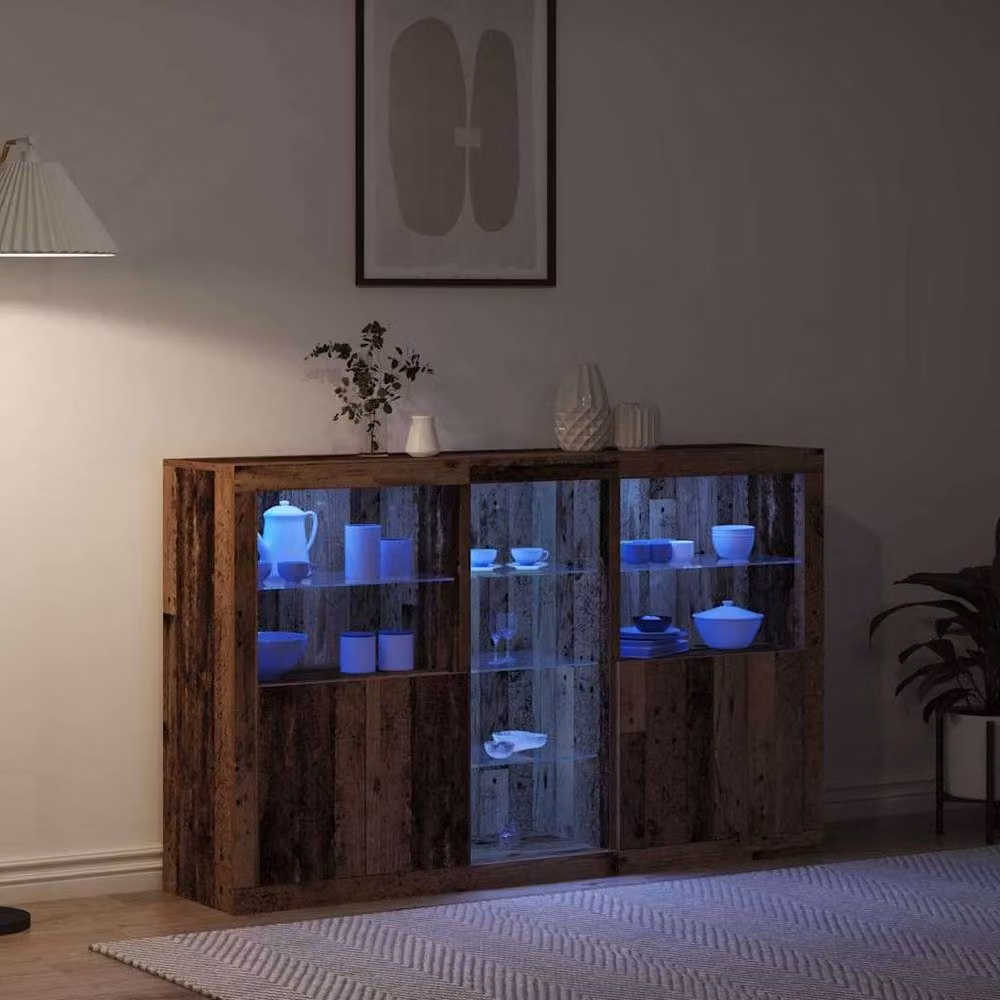 Berkfield Home Rustic Brown Sideboard with Integrated LED Lights, W/D/H: 162 x 37 x 100 cm – 4