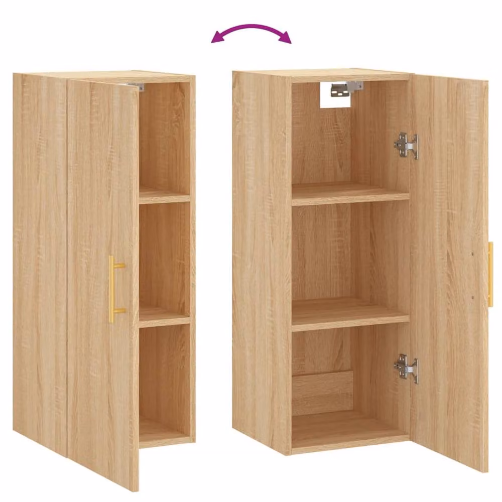 Berkfield Home Wall Mounted Sonoma Oak Cabinet in Light Brown, W/D/H: 34.5 x 34 x 90 cm – 3