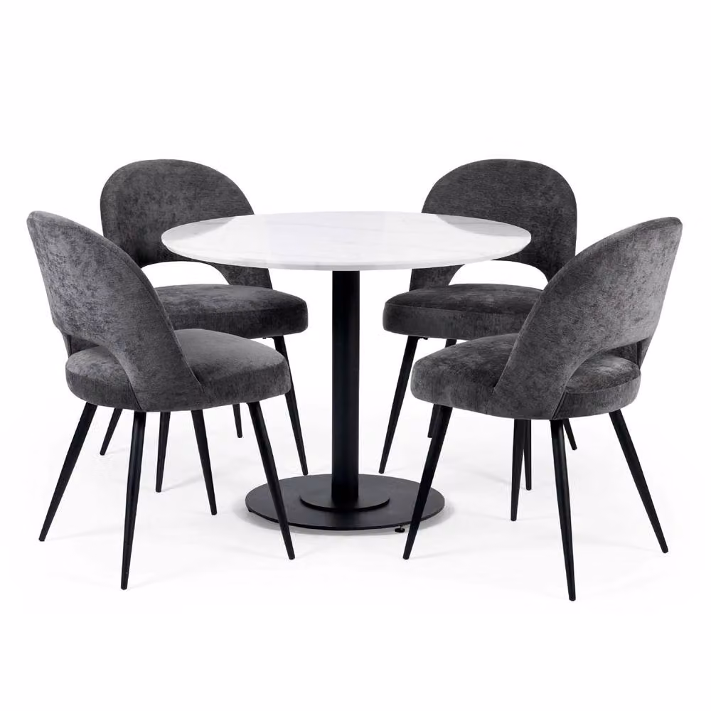 Cheshire Premium Lucerne Round Dining Table in White with Marble Effect, Diameter: 100 cm, Height: 76 cm – 4