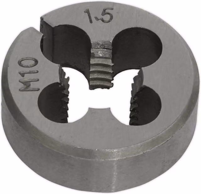 Loops M10 x 1.5mm Metric Split Die Steel Threading Bit and Case in Silver – 1