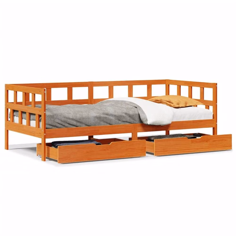 Berkfield Home Solid Wood Daybed with Drawers in Wax Brown, W/D/H: 80 x 200 cm – 2