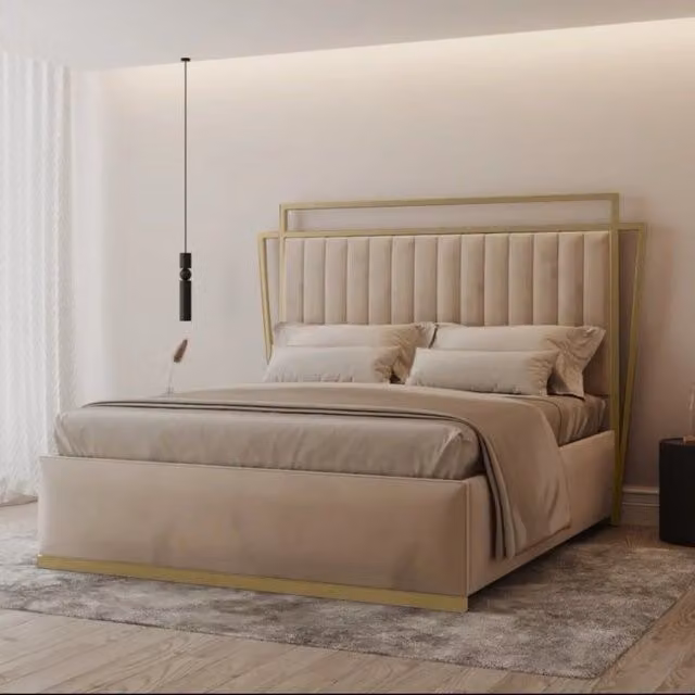 HOB Furniture Repton Retro Metal Bed in Cream, W: 140 cm, L: 200 cm