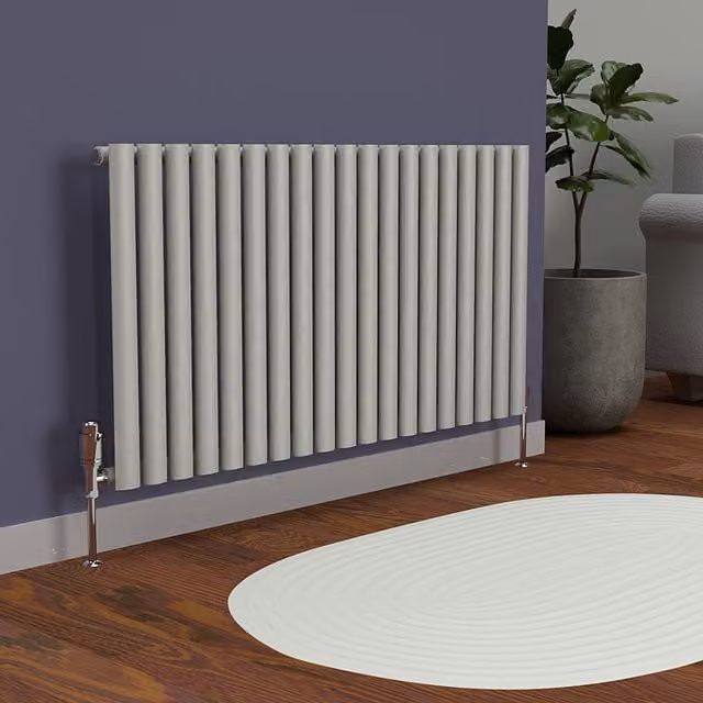 Lux Heat Oval Horizontal Coloured Radiator in Grey, W: 1140 mm, H: 600 mm