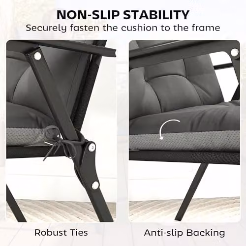 Outsunny Set of 4 Waterproof Garden Chair Cushions in Grey, W: 53 cm, H: 112 cm – 5