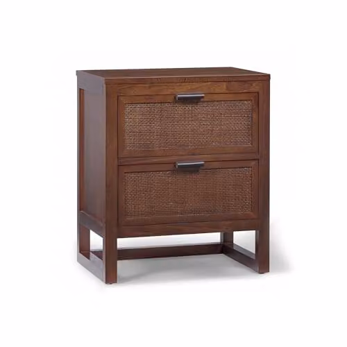 Teamson Home Hatteras Bedside Table with 2 Rattan Inset Drawers, Brown, W: 51 cm, D: 40.64 cm, H: 60.96 cm – 1