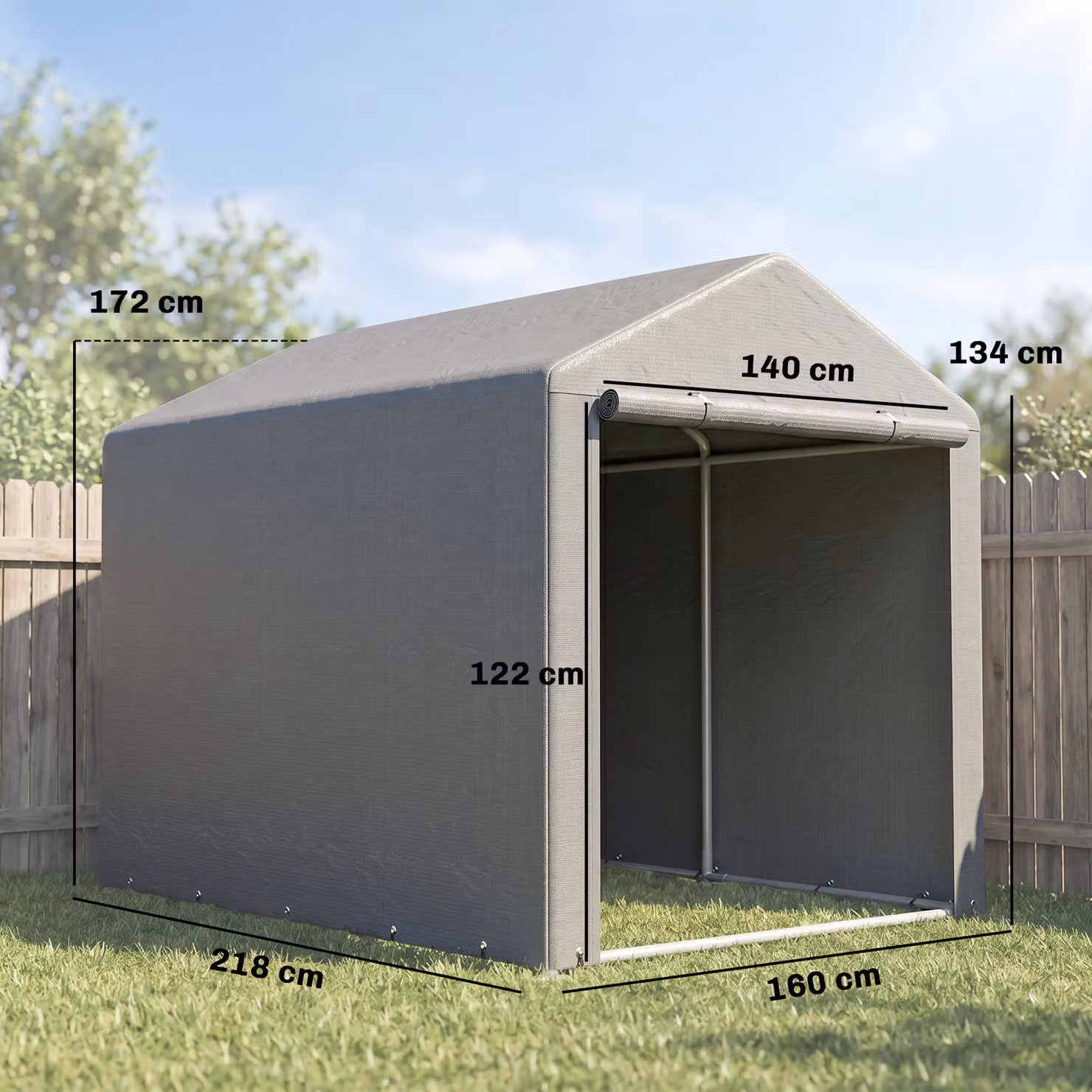 Outsunny Garden Storage Shed Tent with Accessories, Light Grey, W: 160 cm, D: 220 cm, H: 172 cm – 3