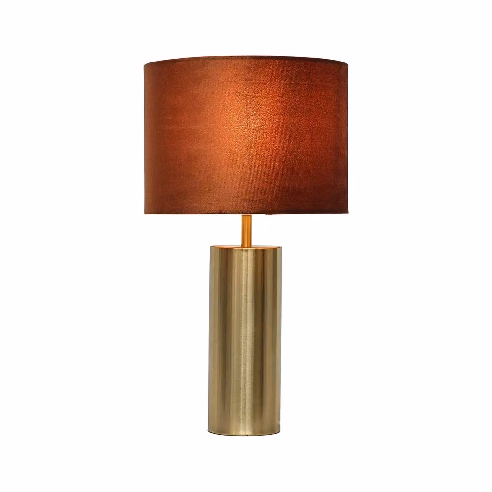 First Choice Lighting Amber and Gold Touch Operated Table Lamp with Burnt Orange Fabric Shade, Height: 39.5 cm – 2