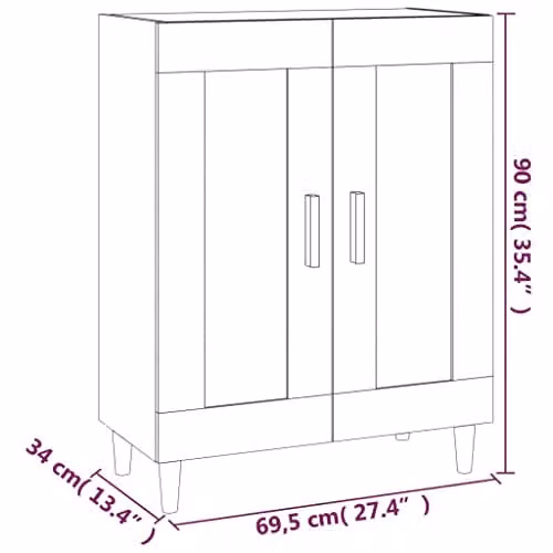 vidaXL Sideboard in Sonoma Oak, Brown Engineered Wood, W/D/H: 69.5 x 34 x 90 cm – 2