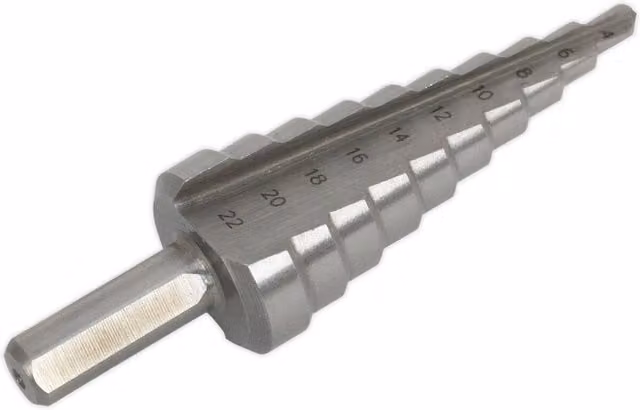 Loops HSS M2 Double Flute Step Drill Bit, Silver and Multicolour