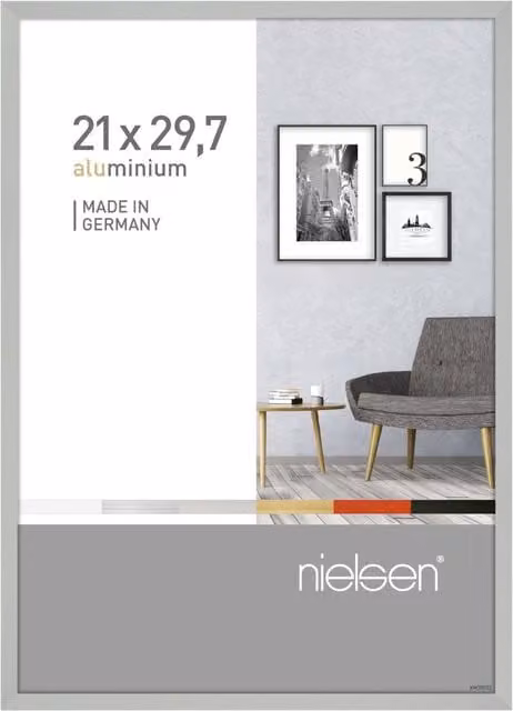 Nielsen Design Pixel A4 Modern Rectangular Picture Frame in Silver with Metal and Glass Front, W: 21 cm, H: 29.7 cm – 1