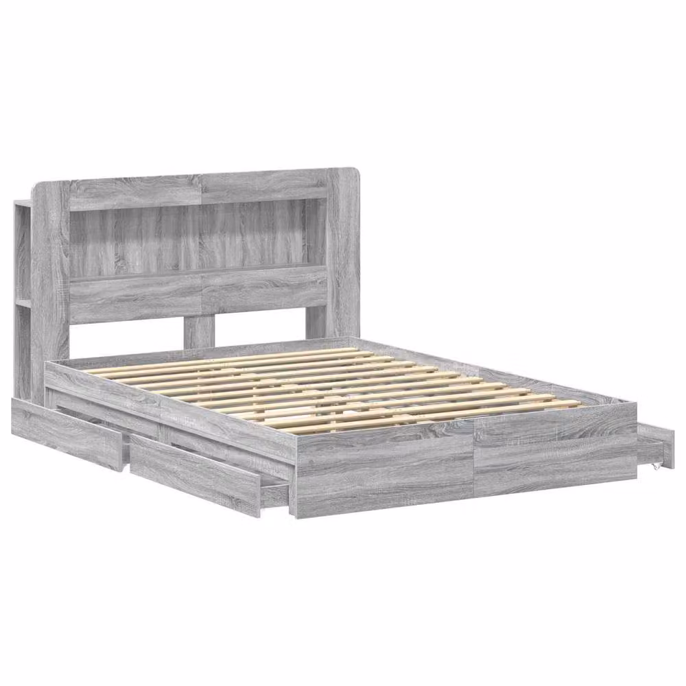 Berkfield Home Modern Bed Frame with Storage Drawers in Grey Sonoma, W/D/H: 140 x 200 cm, Engineered Wood – 2