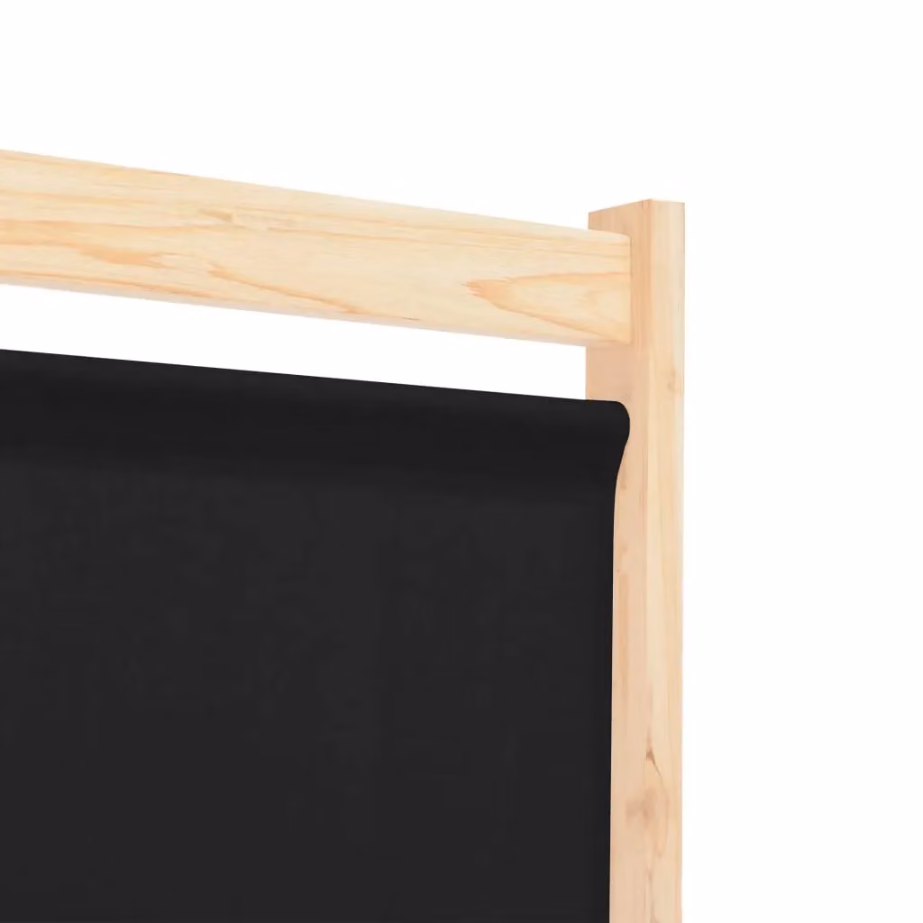 Berkfield Home 6-Panel Fabric and Wood Room Divider in Black, W/H/D: 240 x 170 x 4 cm – 6