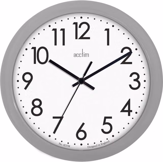 Acctim Abingdon Round Quartz Analog Wall Clock, Grey, Diameter: 25.5 cm