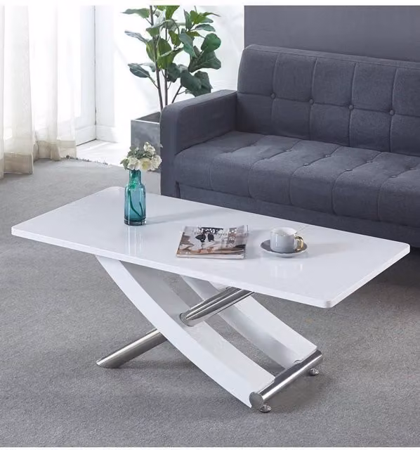Modernique Gloss Finish Rectangular Coffee Table in White