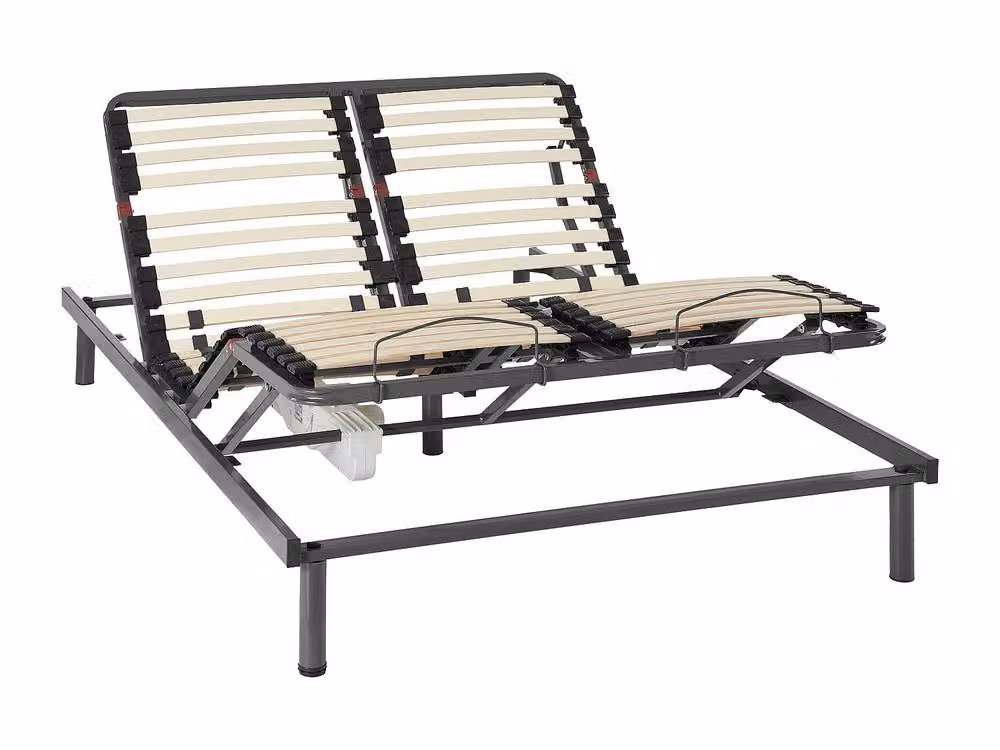Vente-unique Electric Adjustable Double Bed with OKIN Motor and 5 Adjustment Levels in Black, W/D/H: 140 x 200 cm – 2