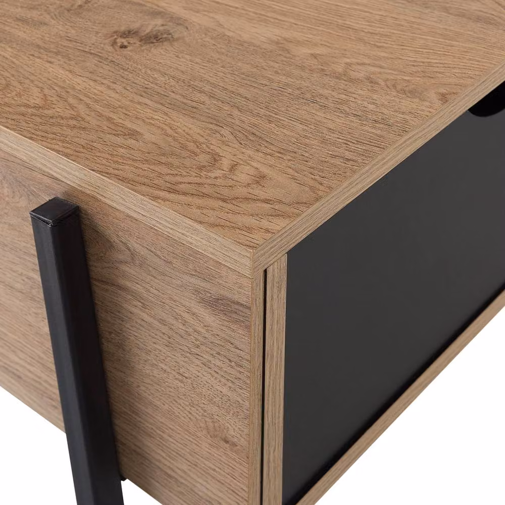 Wyld Haus Lift Top Coffee Table with Black Metal Legs and Brown Composite Top, W/D/H: 107 x 59 x 37 cm – 4