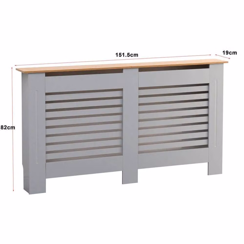 PAWNORA Large MDF Radiator Cover Slat Grille Cabinet in Grey – 2