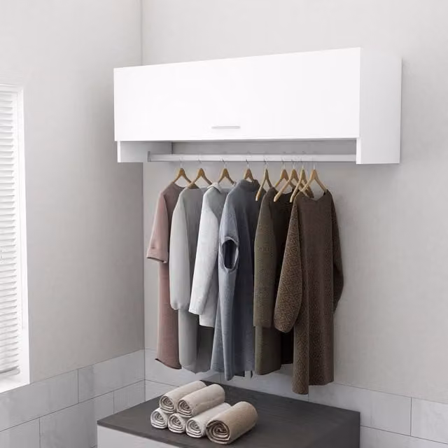Berkfield Home White Wall Mounted Wardrobe with Hinged Doors, W/D/H: 100 x 32.5 x 35 cm – 1