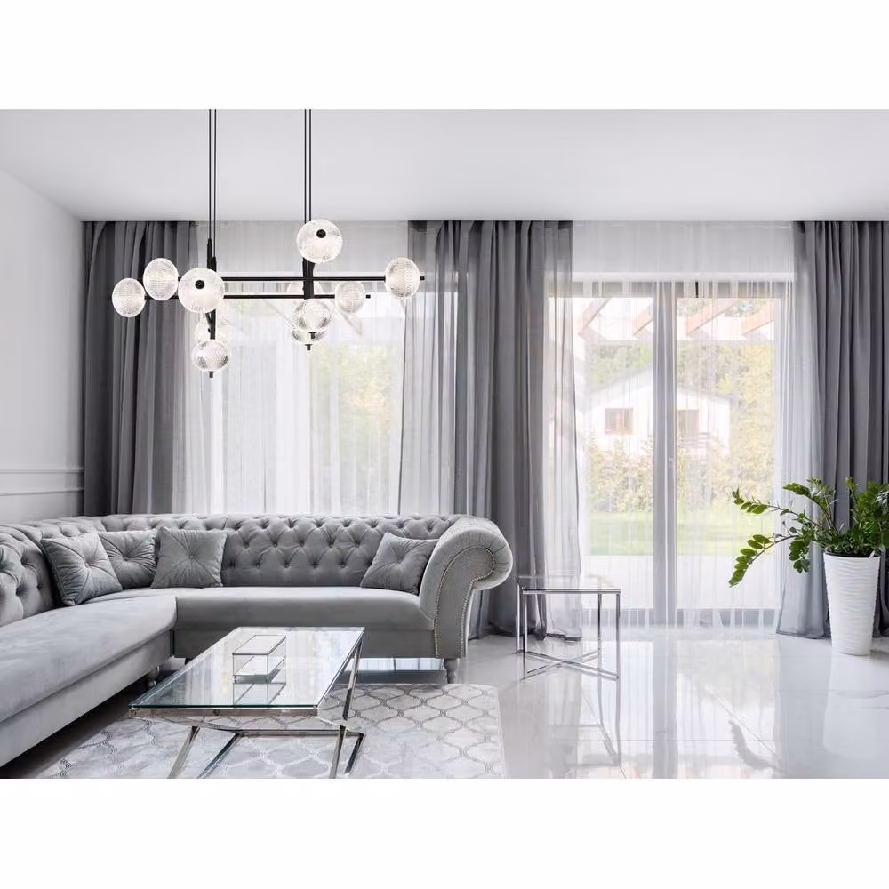 Netlighting Aida Multi Arm LED Pendant Ceiling Light in Matt Black with Transparent Shades and Adjustable Height – 2