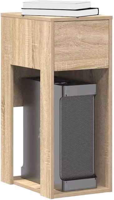 Berkfield Home Computer Tower Stand with Drawer in Sonoma Oak Light Brown, W/D/H: 30 x 44 x 74 cm