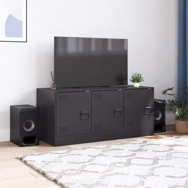 Berkfield Home Industrial Black Steel TV Cabinet W/D/H: 99 x 39 x 44 cm