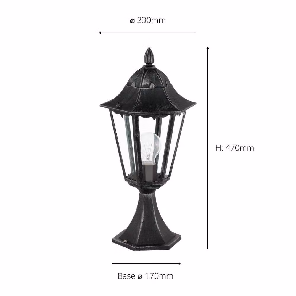 Eglo Navedo Black Plastic and Aluminium Outdoor Pedestal Lantern Light – 3