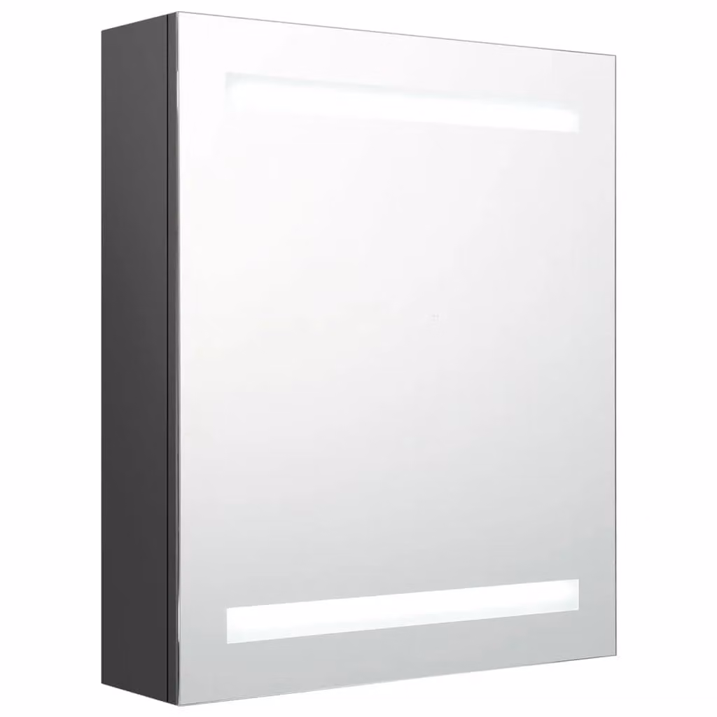 Berkfield Home Grey LED Bathroom Mirror Cabinet with Internal Shelves, W/D/H: 50 x 14 x 60 cm – 2