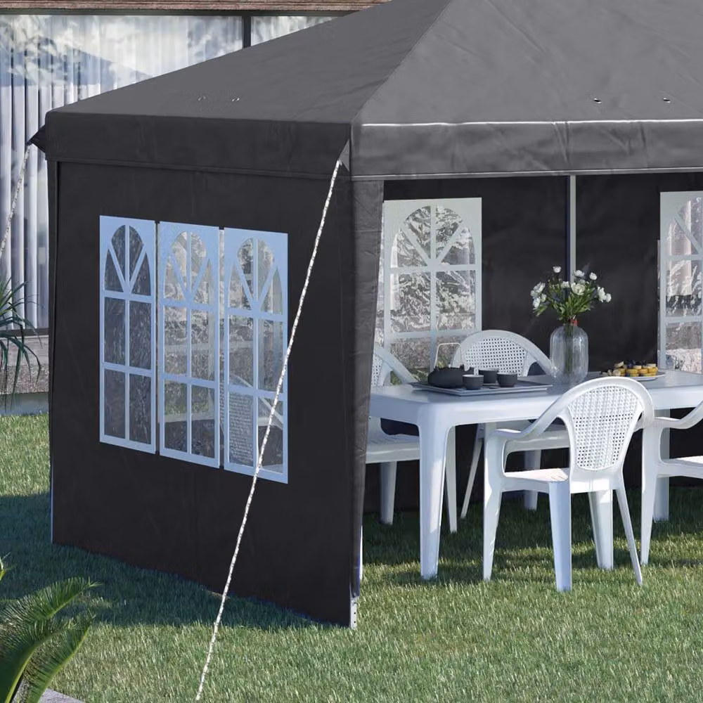 Outsunny Grey Pop Up Gazebo with Removable Walls and Steel Frame, W: 300 cm, D: 300 cm, H: 270 cm – 9