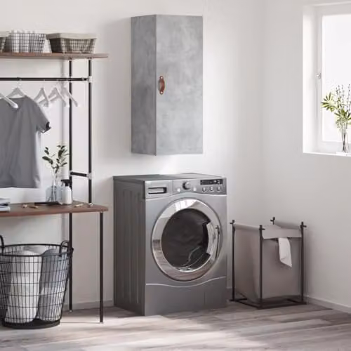 vidaXL Modern Wall Mounted Cabinet in Grey with Hinged Doors, W/D/H: 34.5 x 34 x 90 cm – 2