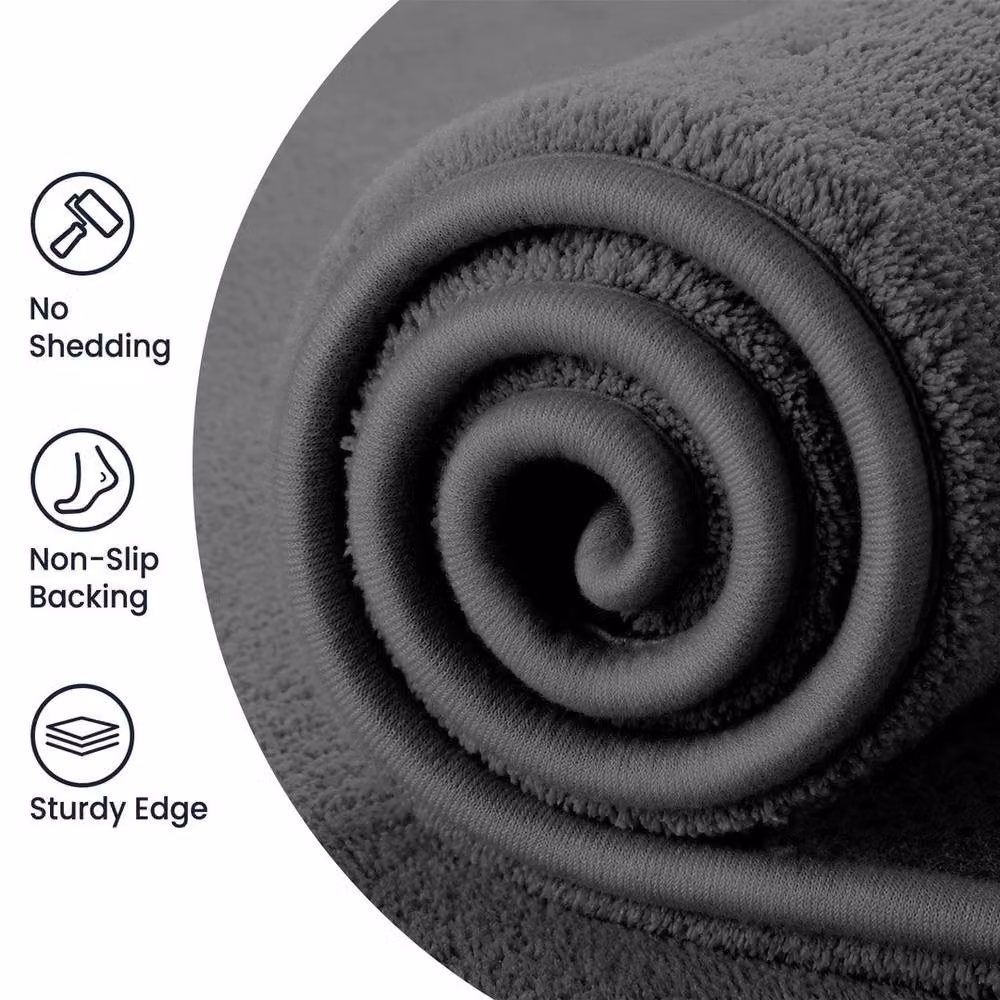 SPETLEK Dark Grey Non-Slip Thick Pile Large Rug for Living Room and Bedroom, W: 130 cm, L: 100 cm – 2