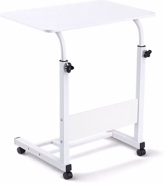 FORGEVIO Height Adjustable Laptop Desk in White with Metal Sled Base