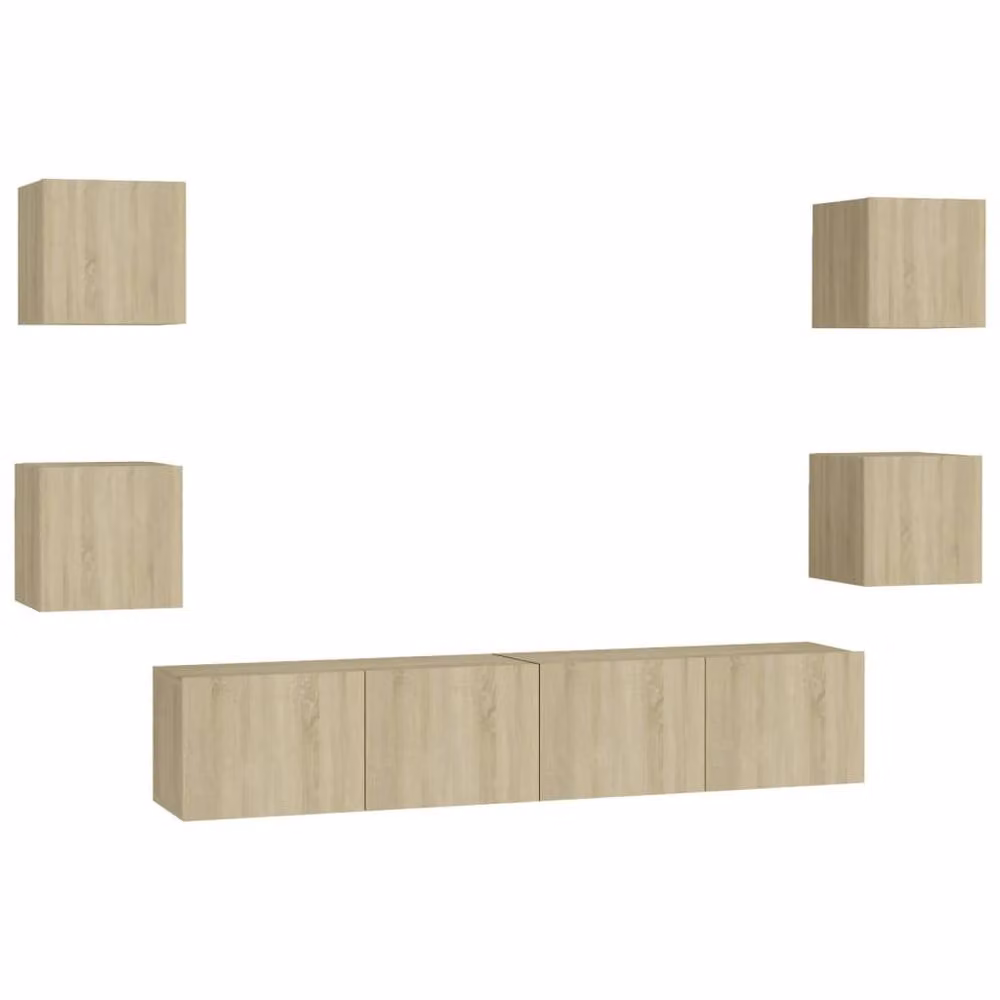 Berkfield Home 6 Piece TV Cabinet Set in Sonoma Oak Light Oak Engineered Wood – 3
